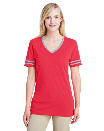 JERZEES 602WVR Women's Varsity Triblend V-Neck T-Shirt